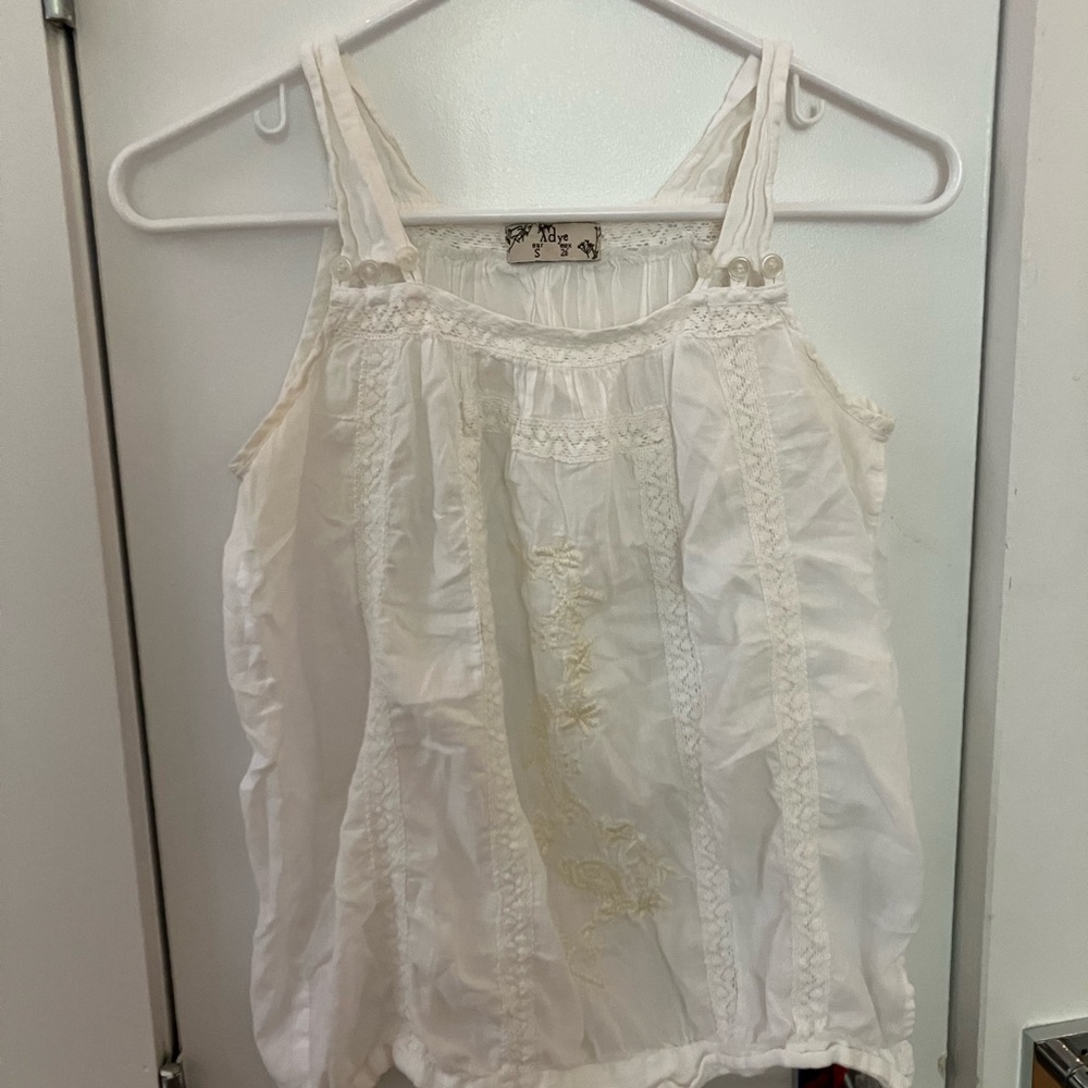 White Relaxed Smocked Tank Top
